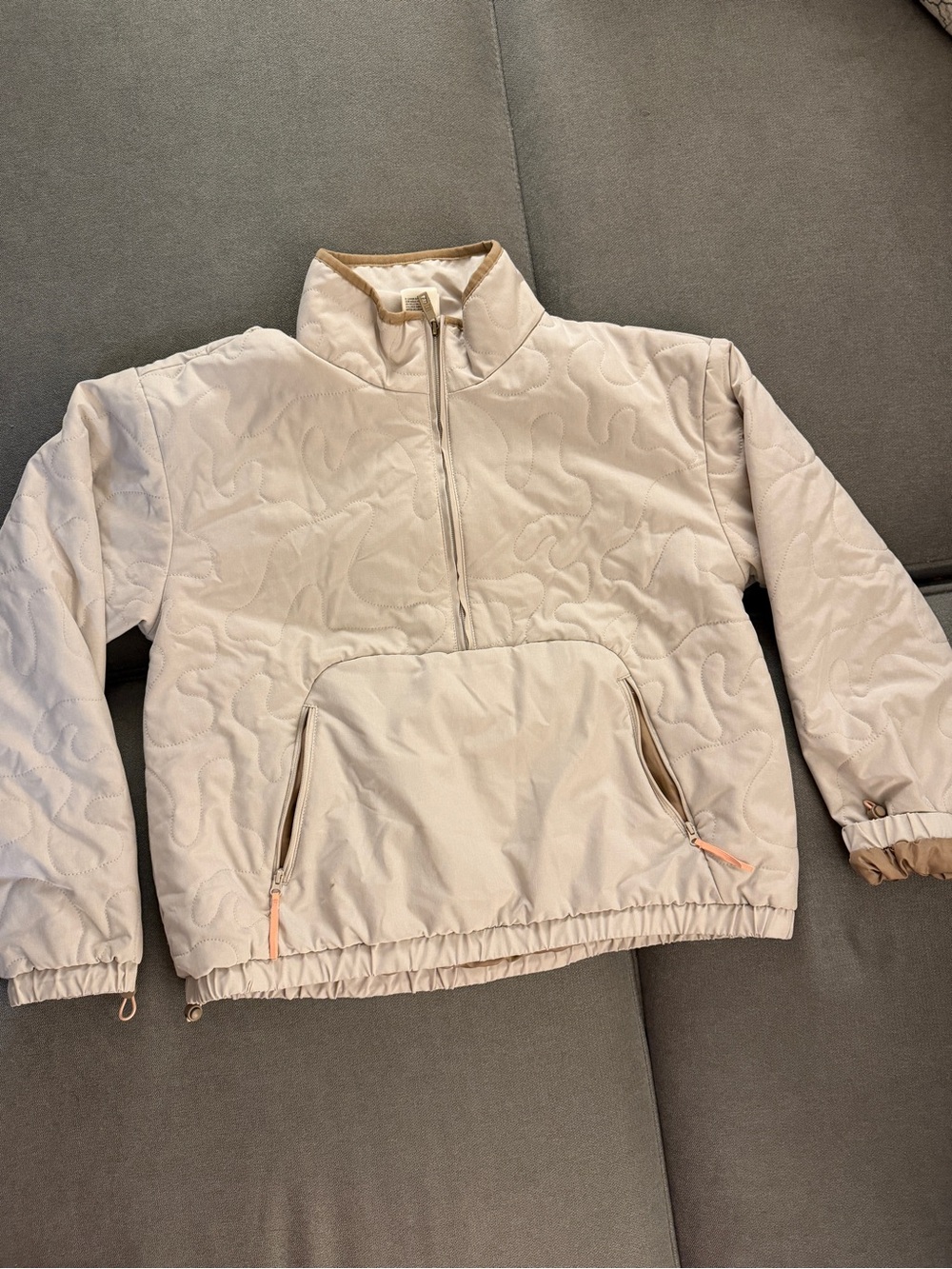 Avalanche Outdoor Supply Women’s L Quilted Half Zip Pullover Jacket Cream Beige